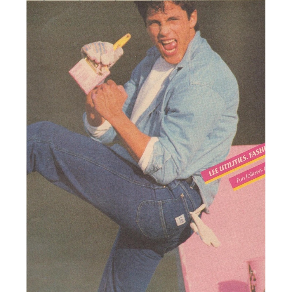 Vintage 1986 Lee Jeans Print Ad 80s Denim Utility Fashion Retro Mall Style